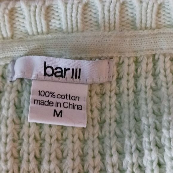 Bar III Womens Size M Green Cropped Sweater Long Sleeve Waffle Knit Pullover - Picture 6 of 7